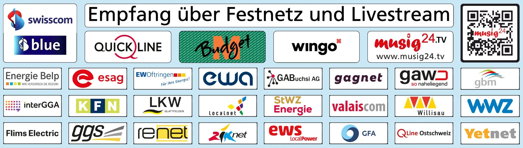 Empfang über Festnetz und Livestream – alle Netzanbieter